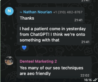 WhatsApp message about patient from ChatGPT